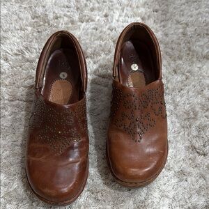 Ariat Brown Leather Slip-On Shoes with Studded Design
